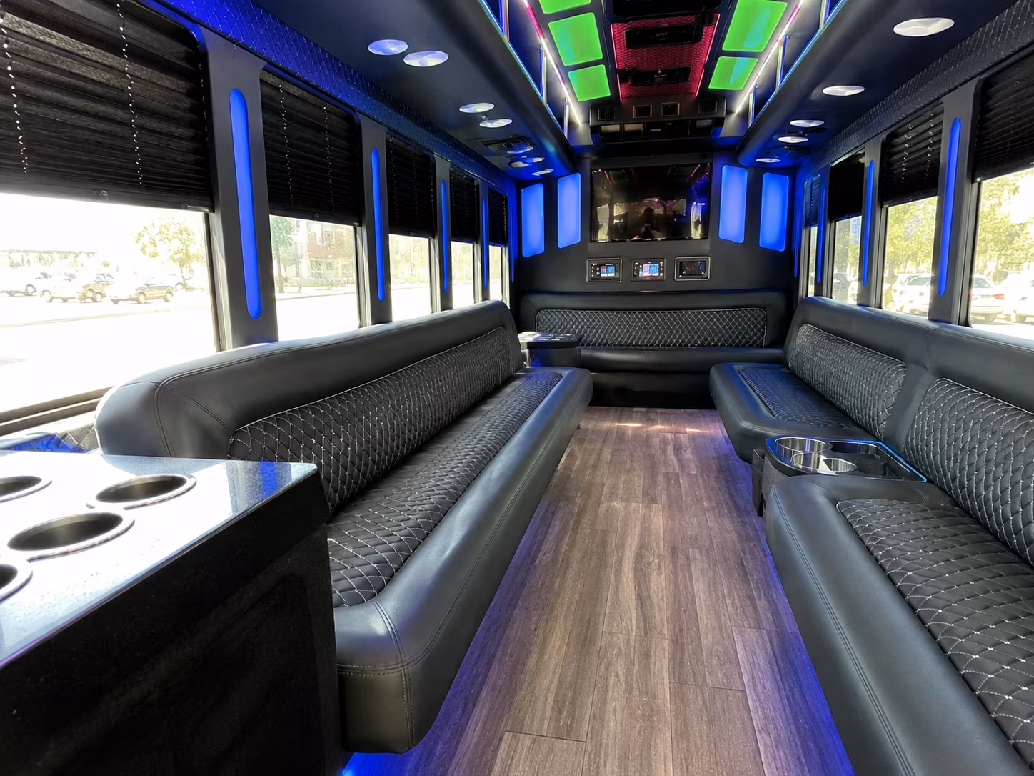 tracy 15 passenger party bus inside