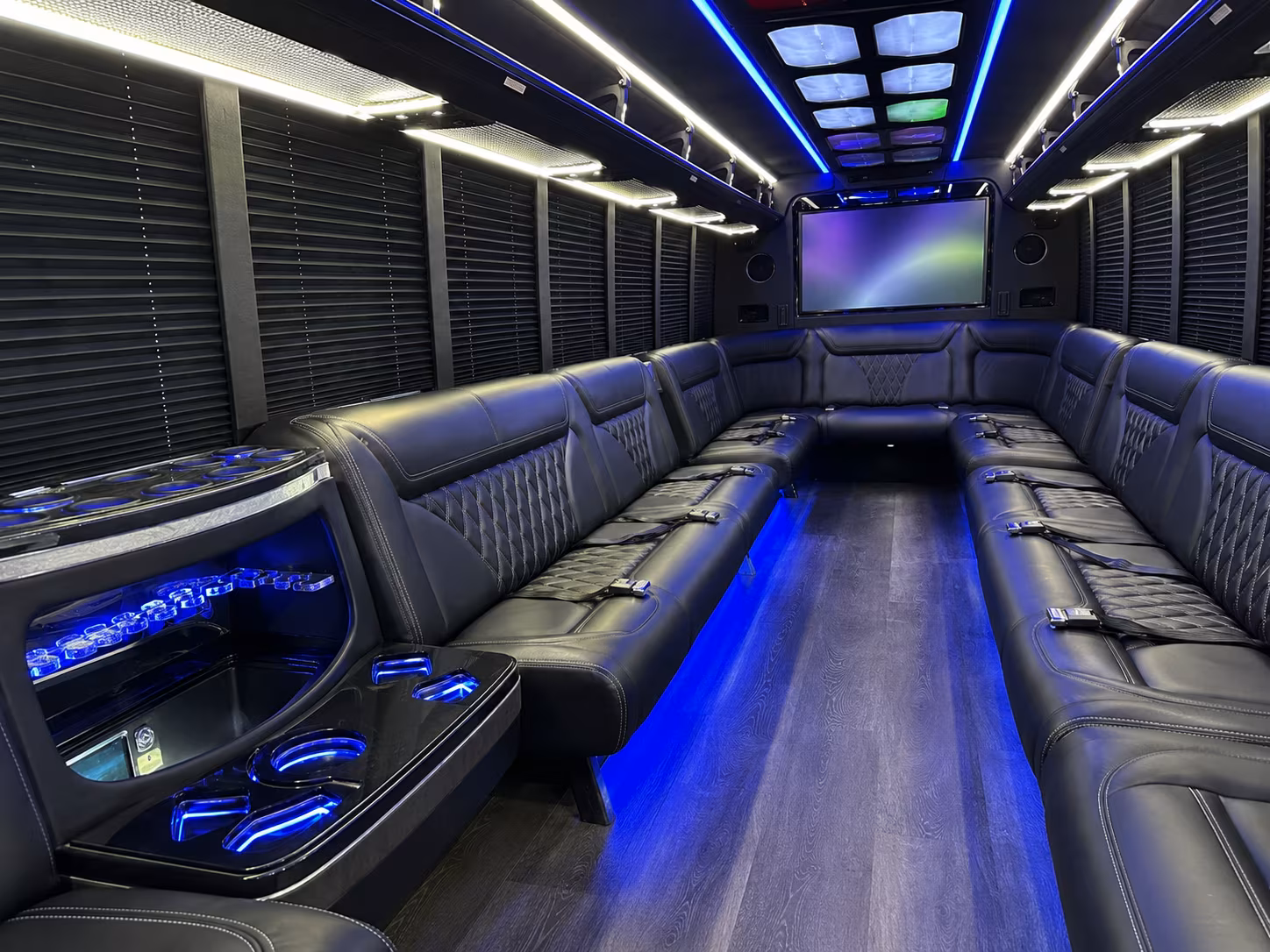 tracy 20 passenger party bus inside
