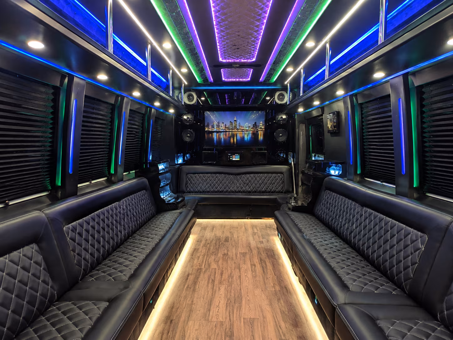 tracy 25 passenger party bus interior