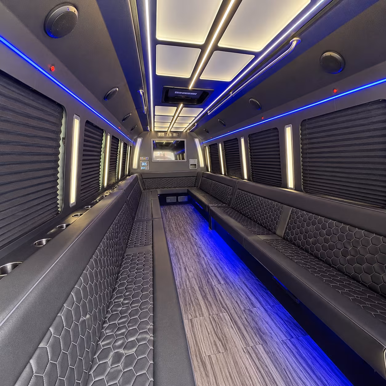 tracy 30 passenger party bus interior