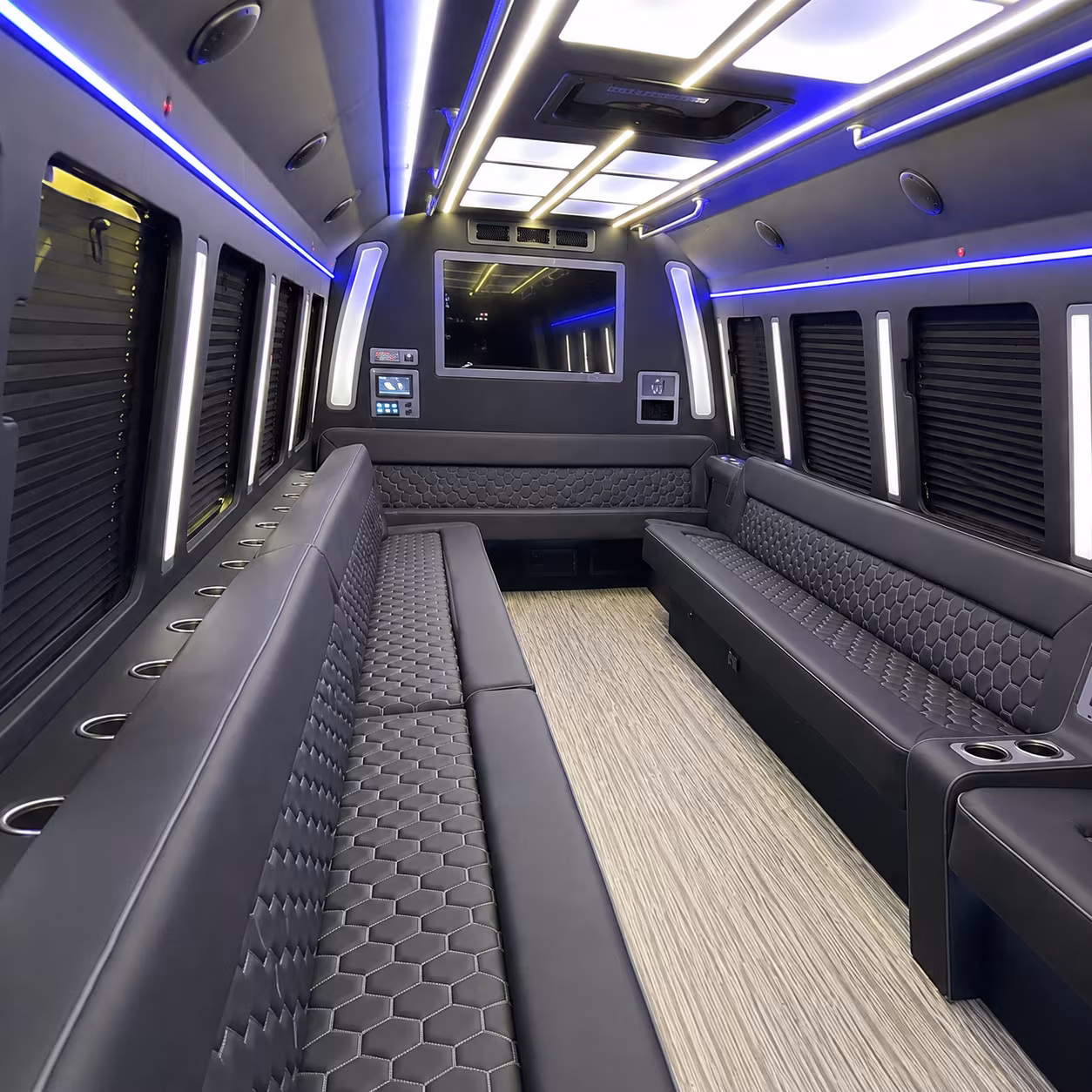tracy 40 passenger party bus inside