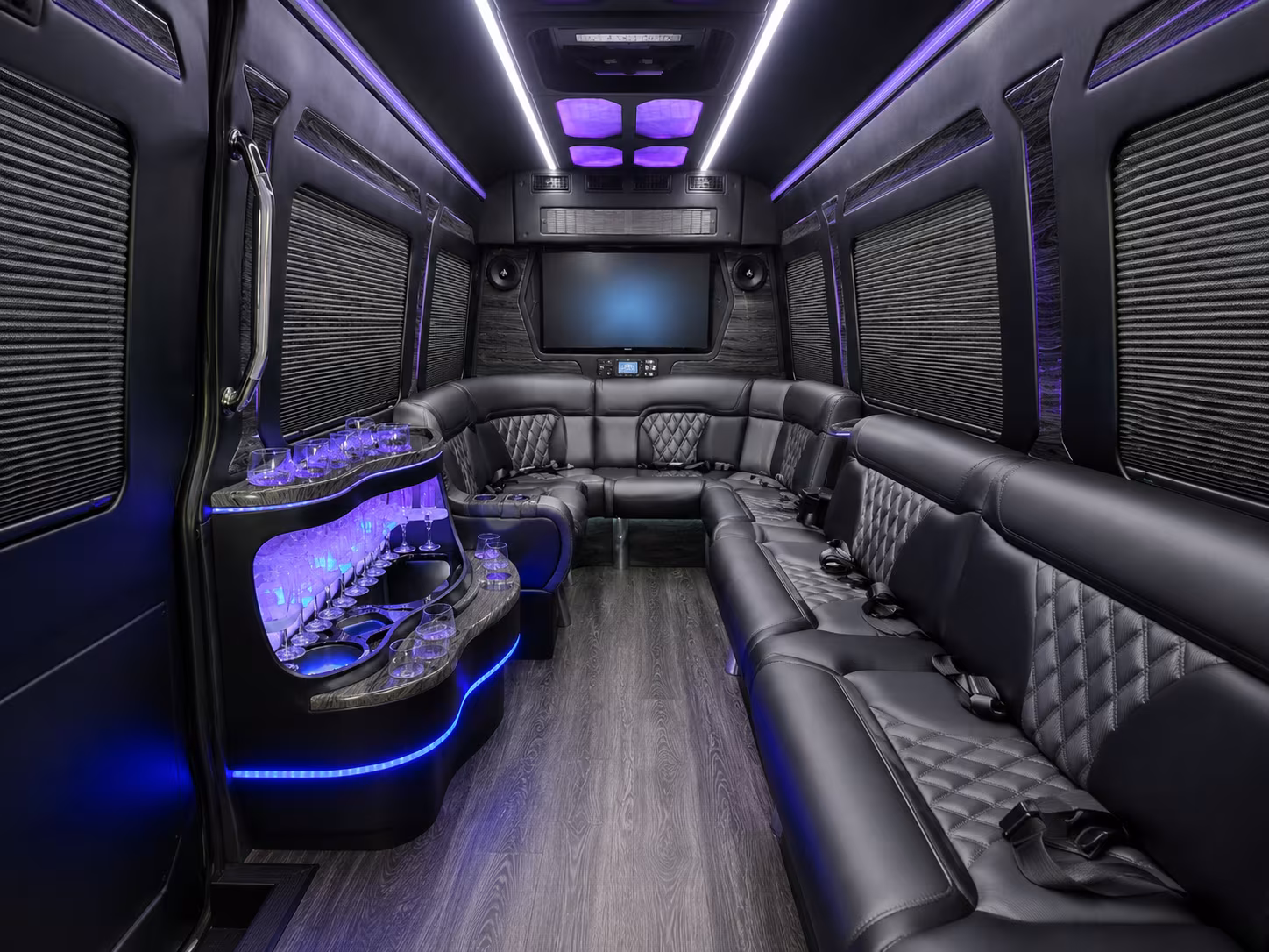 tracy 50 passenger party bus inside